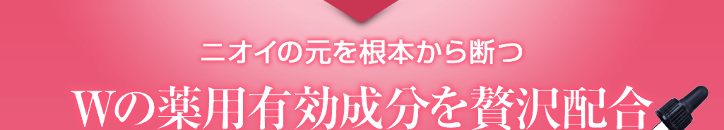 ニオイの元を根本から断つ Wの薬用有効成分を贅沢配合