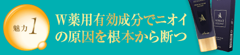 魅力1 W薬用有効成分でニオイの原因を根本から断つ